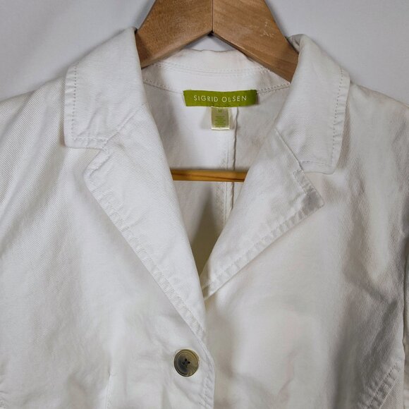 Sigrid Olson Women's Medium White Button-Down Blazer - Picture 4 of 12